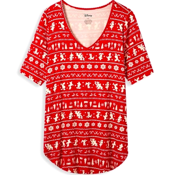 ❤️NWT VINTAGE TORRID BLOUSE MICKEY MOUSE TUNIC HOLIDAY FAIR ISLE CHRISTMAS TOP - Picture 11 of 13